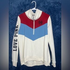 PINK Victoria secret woman’s size M Sweatshirt whit zipper  White Red Blue